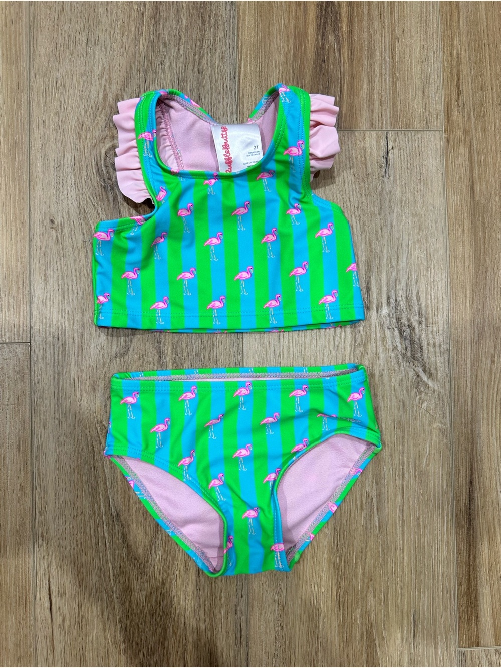 Ruffle Butts Flamingo Stripe Two-Piece Swimsuit